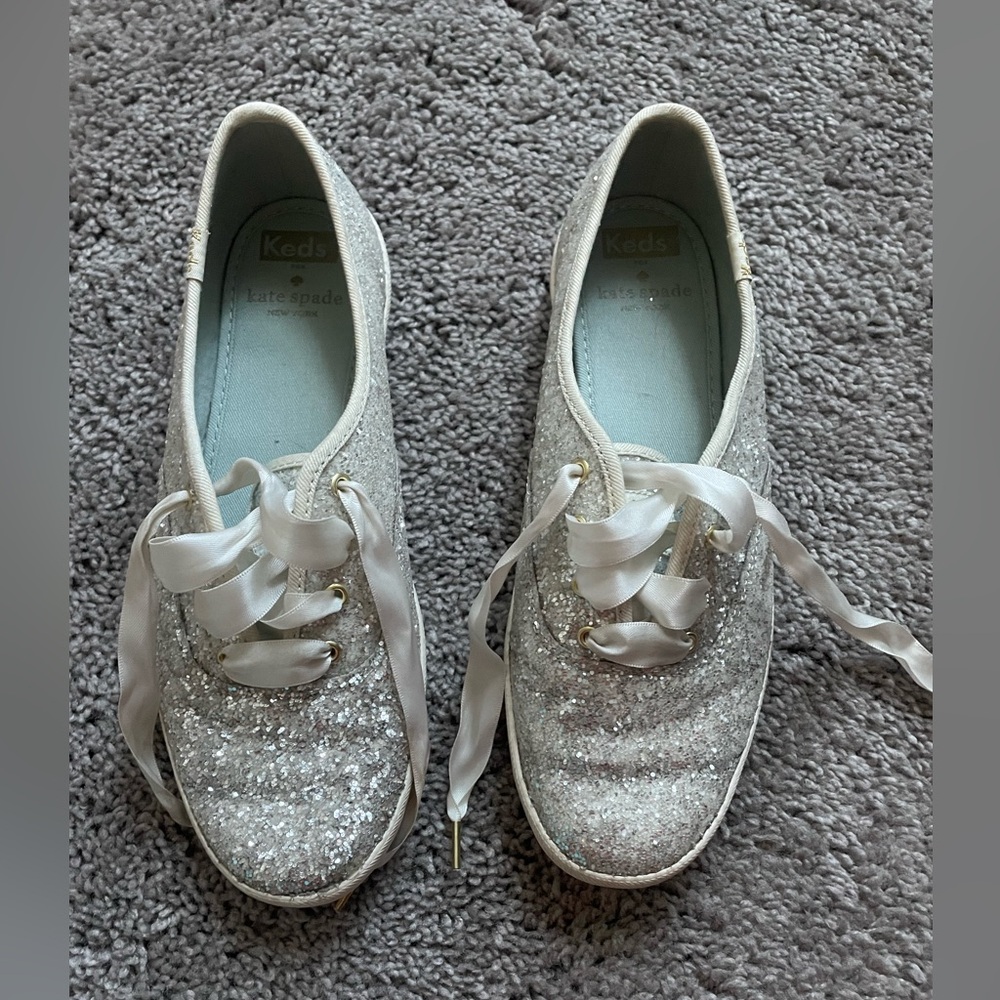 Keds for Kate spade glitter cream